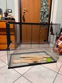 Gabbia 2 piani xxl per criceti cavie vetro grate