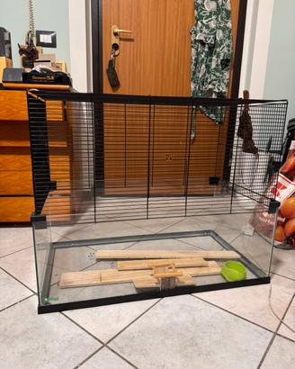 Gabbia 2 piani xxl per criceti cavie vetro grate