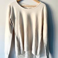 Maglia lana e pizzo beige