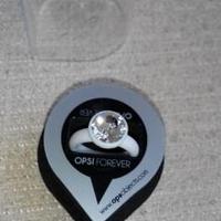 Anello OPS nuovo color bianco con cristallo