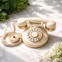 Telefono Vintage Telcer a Disco Avorio/Oro