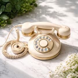 Telefono Vintage Telcer a Disco Avorio/Oro