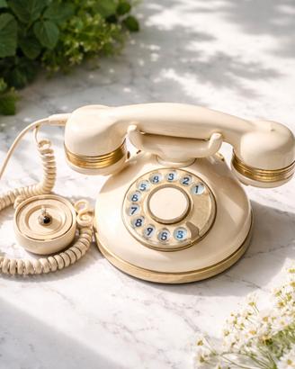 Telefono Vintage Telcer a Disco Avorio/Oro