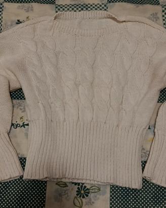 Maglione bianco con treccia