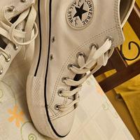 Scarpe converse n. 38 in pelle bianche unisex