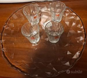 Vassoio di vetro con Tazzine  Espresso Bormioli