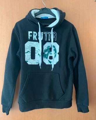 Felpa FRUTTA con cappuccio Nera Tg M