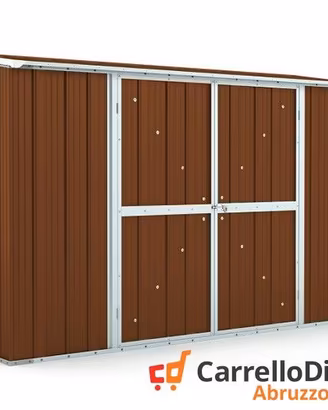 Casetta in lamiera esterno 307x100cm legno scuro
