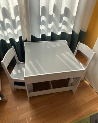 Tavolino e due sedie bimbi 2-6 anni