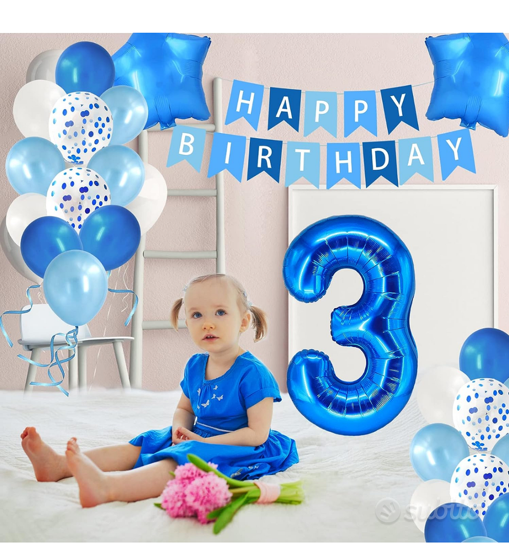 NUOVO 3 anni Decorazioni Compleanno Bambino Blu K - Tutto per i bambini In  vendita a Milano