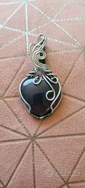 Ciondolo con agata orca a forma di cuore