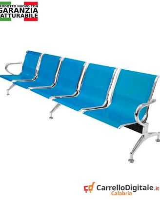 panca da attesa in acciaio colore blu 5 posti