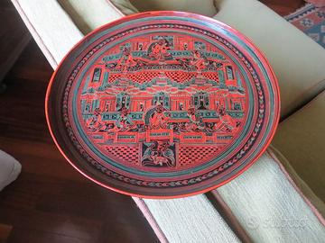 piatto decorativo con ceralacca, orientale