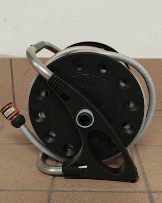 Tubo 15m in gomma giardino con avvolgitore