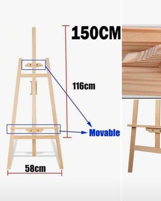 Cavalletto per pittura in legno 150cm