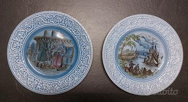 Coppia piatti decorativi inglesi Crown  Devon 