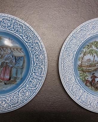 Coppia piatti decorativi inglesi Crown  Devon 