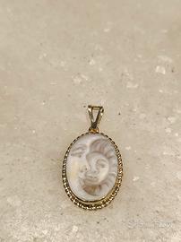 Ciondolo cammeo sole luna in argento 925