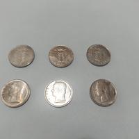 6 monete da 1 franco belga