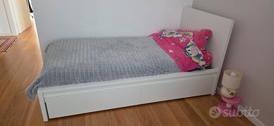 Letto singolo con contenitori bianco 