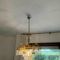 Lampadario ottone e cristallo