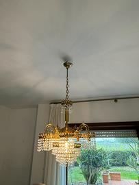 Lampadario ottone e cristallo