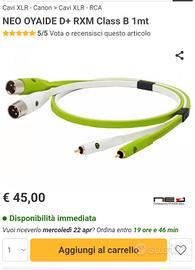 cavi aoyade d+ rca xlr 1 metro