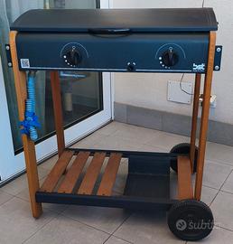 barbecue a gas con piastra in ghisa e carrello