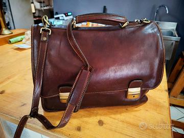 Borsa da lavoro in cuoio con due compartimenti int