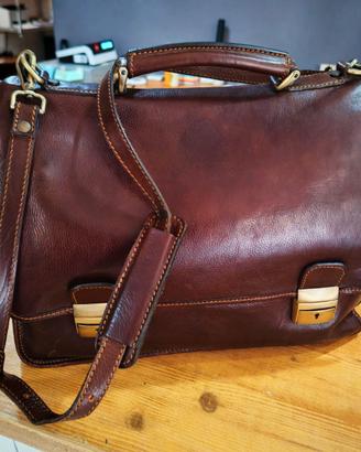 Borsa da lavoro in cuoio con due compartimenti int