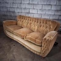 Divano e poltrona anni 50 capitonné