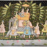 Quadro batik dipinto a mano su tela.