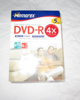 5 DVD-R nuovi Memorex e 2 DVD-RW Sony e Imation
