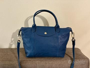 Borsa a tracolla Longchamp in pelle blu le Pliage