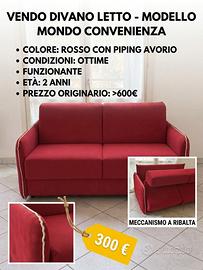 Divano Letto Mondo Convenienza Rosso e Avorio