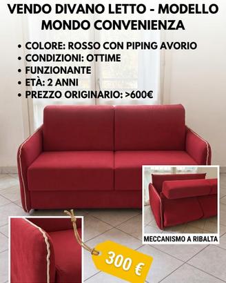 Divano Letto Mondo Convenienza Rosso e Avorio