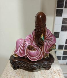 Statuina Monaco Cinese in ceramica dipinto a mano