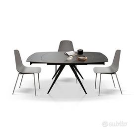 Tavolo rotante Allungabile ceramica bianco  grigio