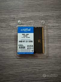 Crucial RAM DDR5 64gb (2x32gb) 5600MHz SODIMM