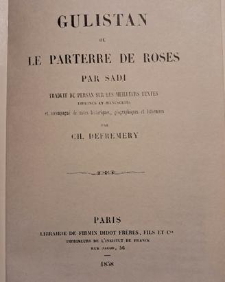 Gulistan  - poesia persiana - Saadi (in francese)