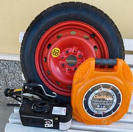 Ruotino + catene + mini compressore + crik e leva