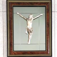 Quadro - Specchio capezzale in argento Cristo 3D