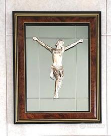 Quadro - Specchio capezzale in argento Cristo 3D