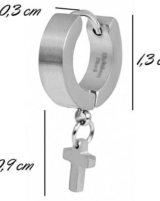 Orecchino uomo donna in acciaio inox colo argento