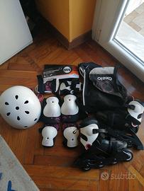 Pattini Oxelo Bimba Tg. 32-34 + kit Protezioni cpl