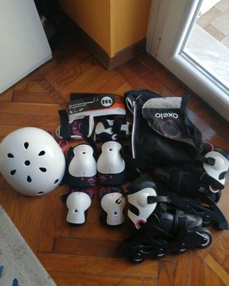 Pattini Oxelo Bimba Tg. 32-34 + kit Protezioni cpl