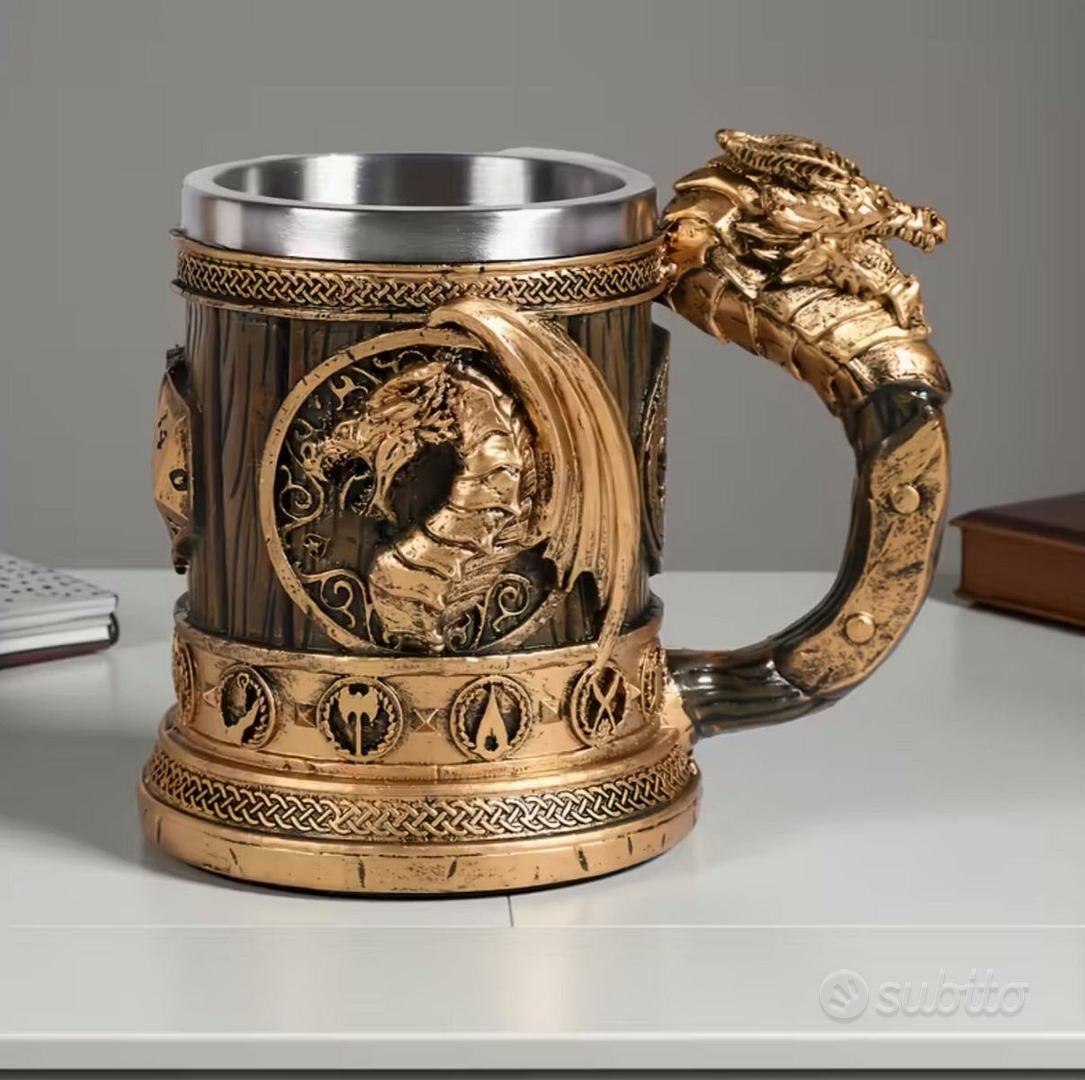 Boccale Di Birra Vikings MyFancyCraft Set Di 6 Tazze Da Birra Da 591 Ml, In Acciaio Inossidabile E Legno, Regalo Fatto A Mano Per Uomo, Idea Per Festa Del Papà, Natale Boccale Vichingo - 8