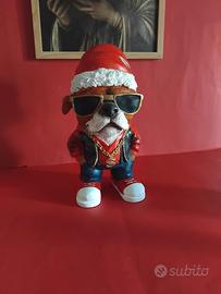 Bulldog Gangsta Santa Claus in resina 32 cm 