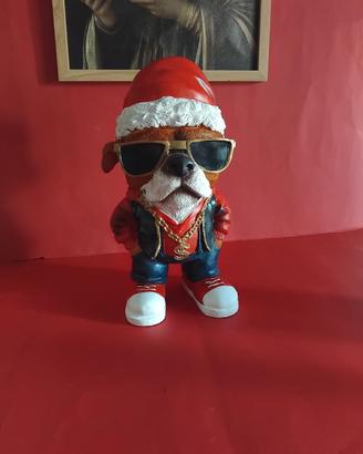 Bulldog Gangsta Santa Claus in resina 32 cm 