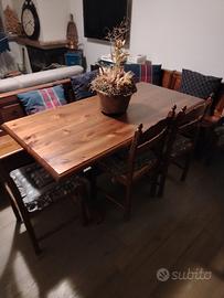 tavolo in noce con panca ad angolo